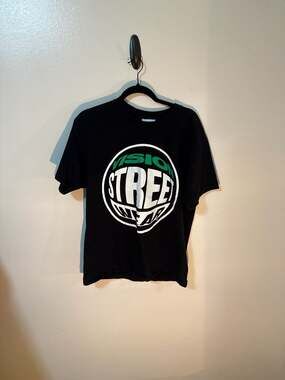 Vision Street Wear Black Graphic T-Shirt with Green and White Circle Logo